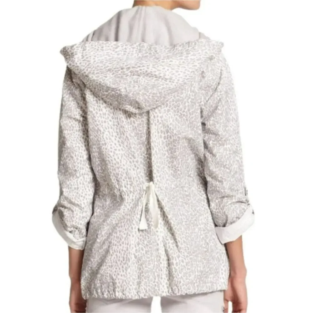 XS Joie leopard print white and gray hooded jacket